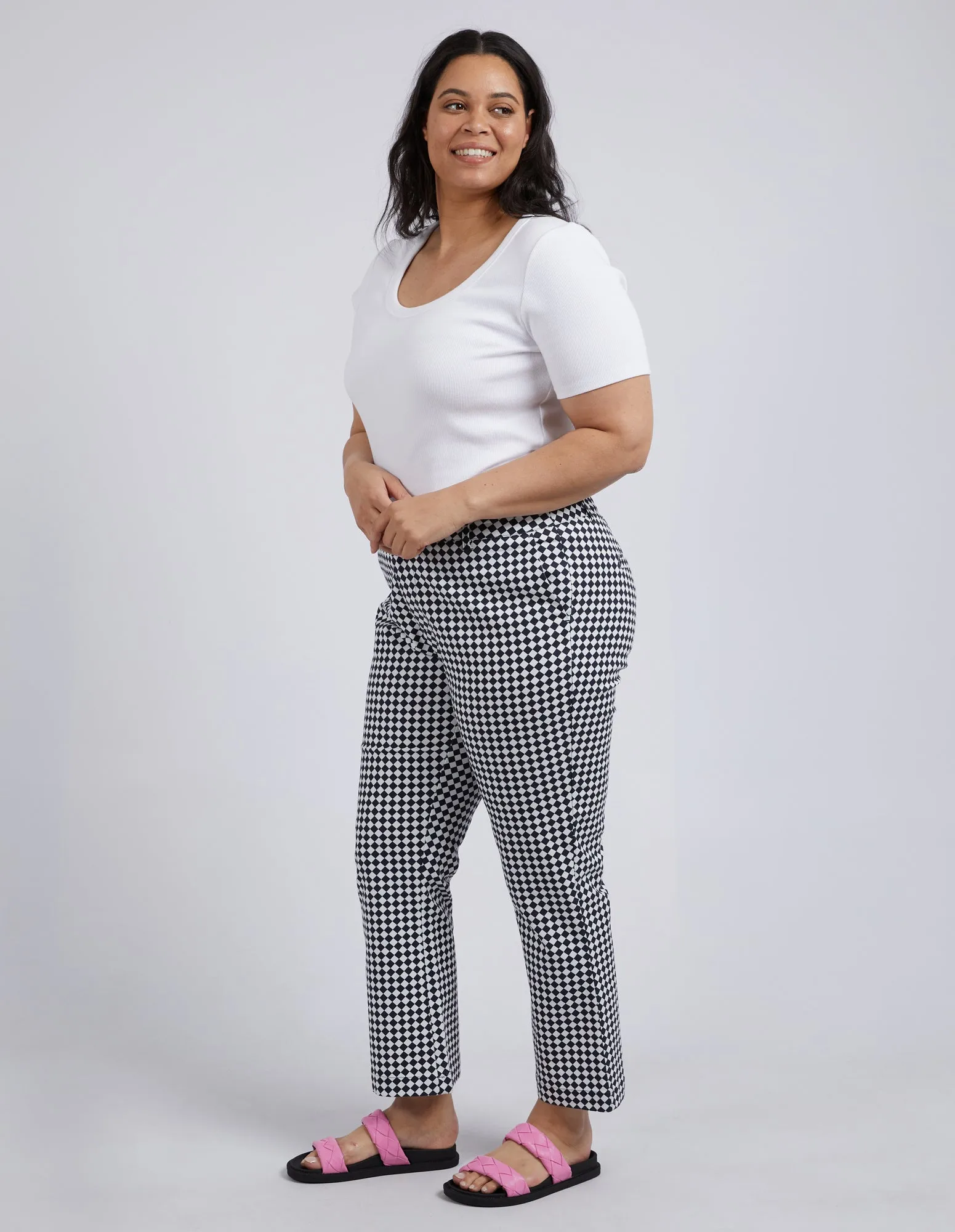 Zest Pant Navy Checkerboard