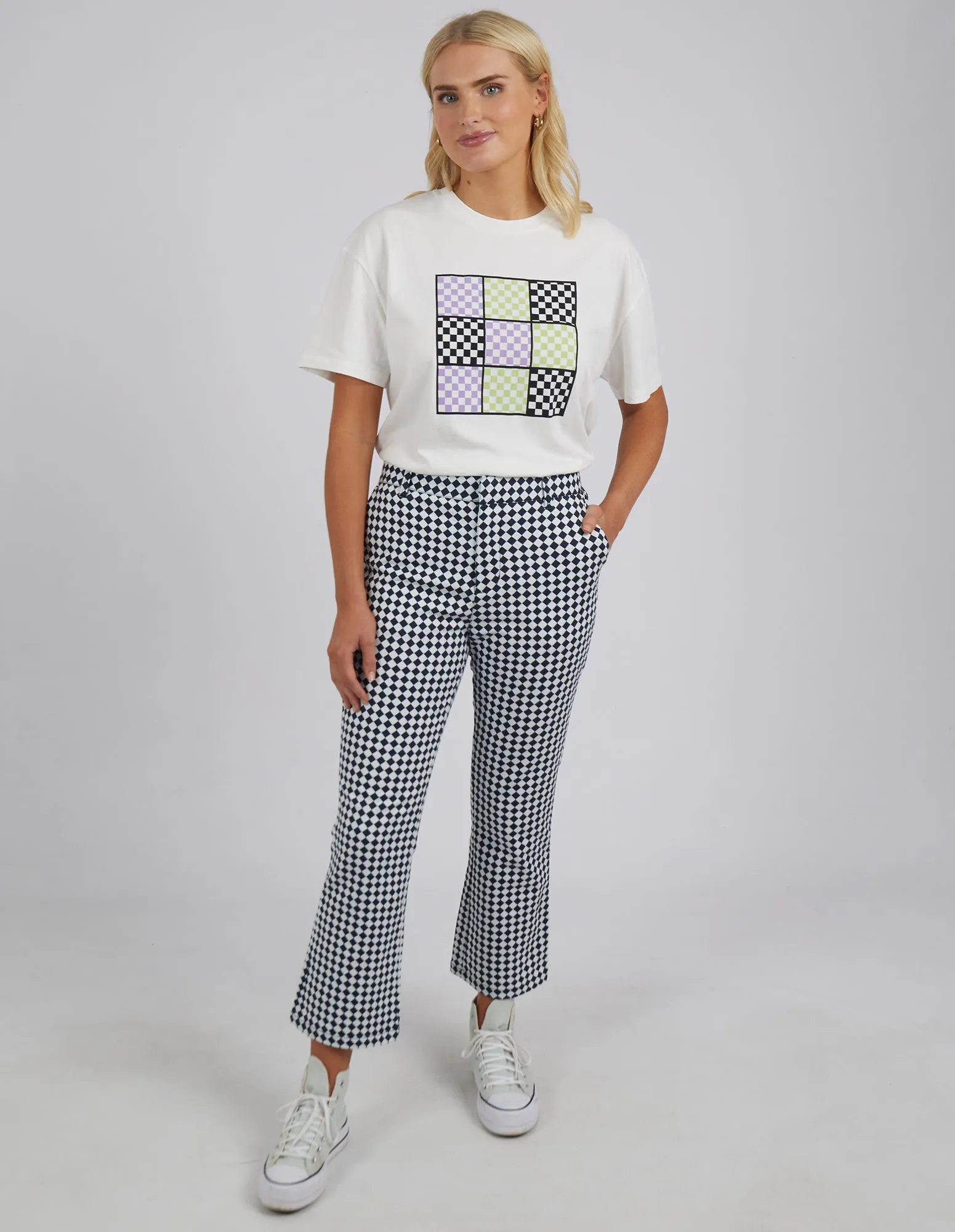 Zest Pant Navy Checkerboard